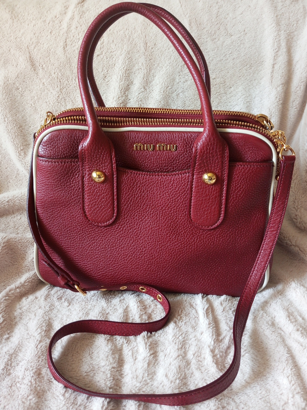 Miu Miu Red Leather Top-Handle Crossbody Bag
